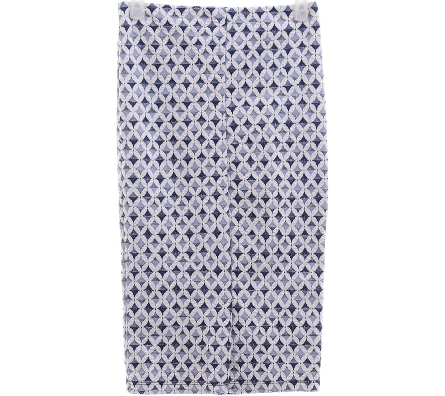 Zara Blue And White Midi Skirt