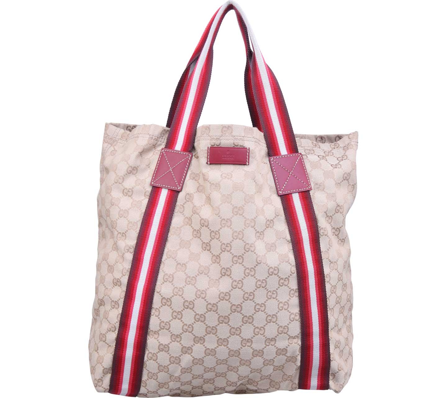 Gucci Gold Red Striped Tote Bag