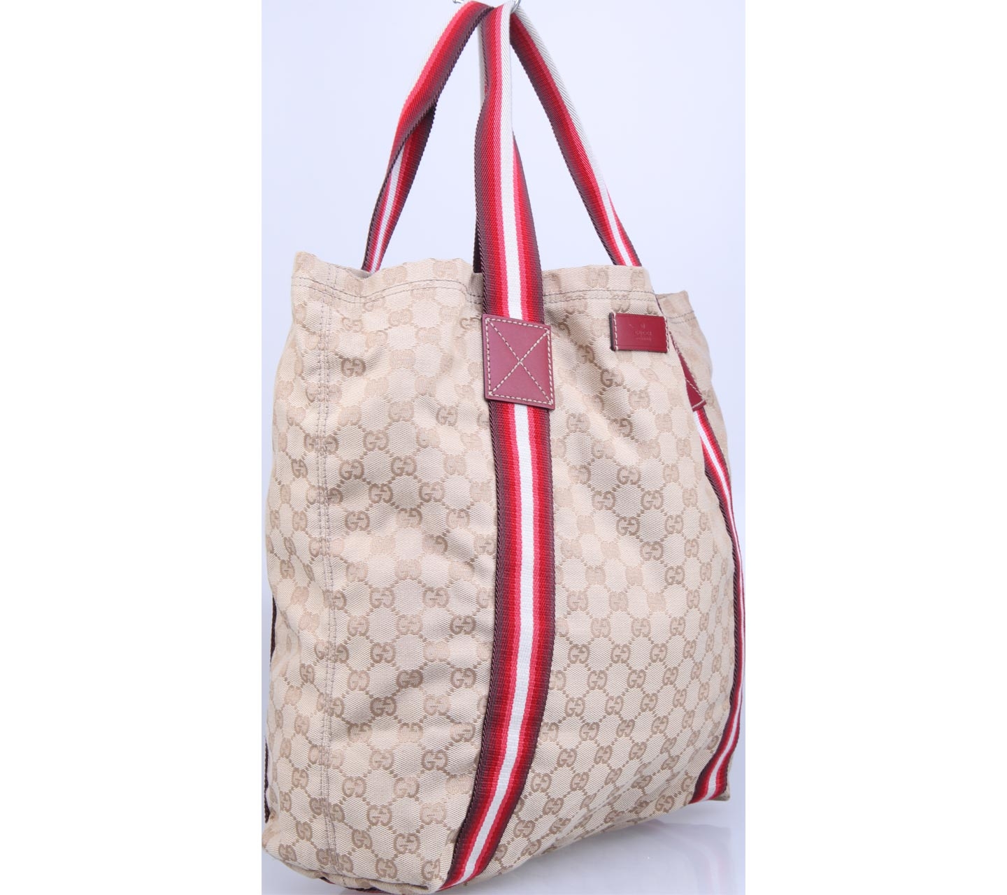 Gucci Gold Red Striped Tote Bag