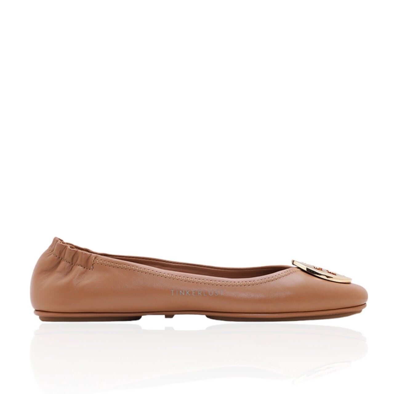 Tory Burch Minnie Travel Ballerina in Royal Tan GHW Flats