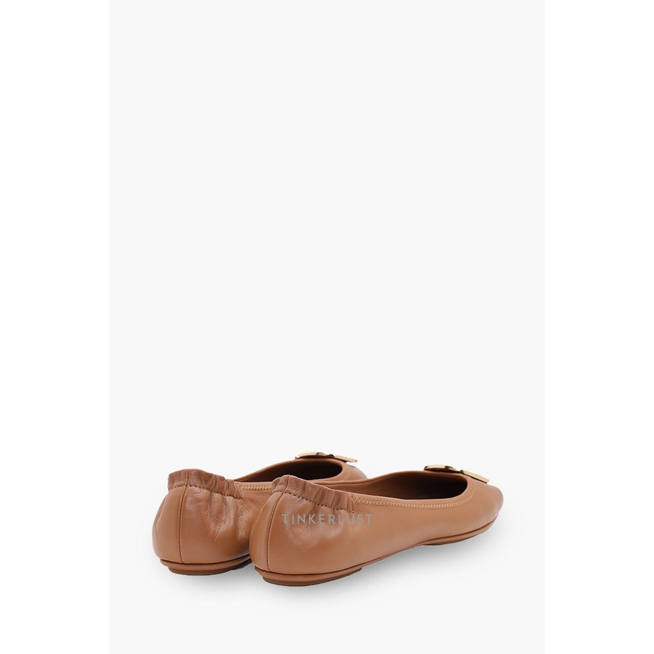 Tory Burch Minnie Travel Ballerina in Royal Tan GHW Flats