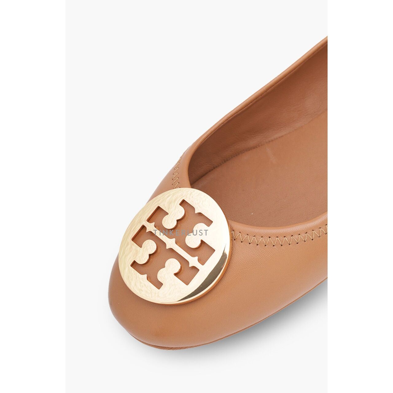 Tory Burch Minnie Travel Ballerina in Royal Tan GHW Flats