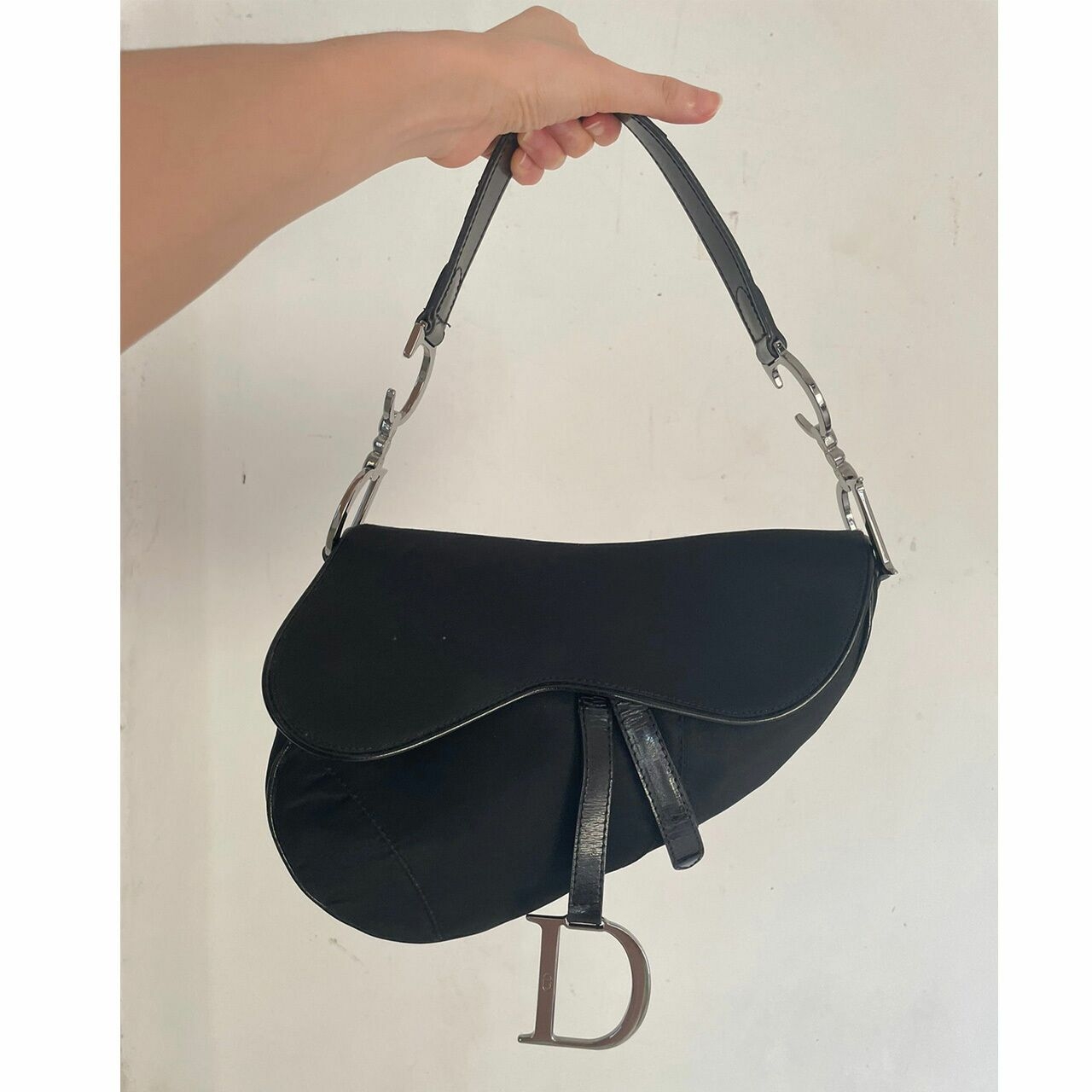 Christian Dior Saddle Black Nylon SHW 2002 Shoulder Bag