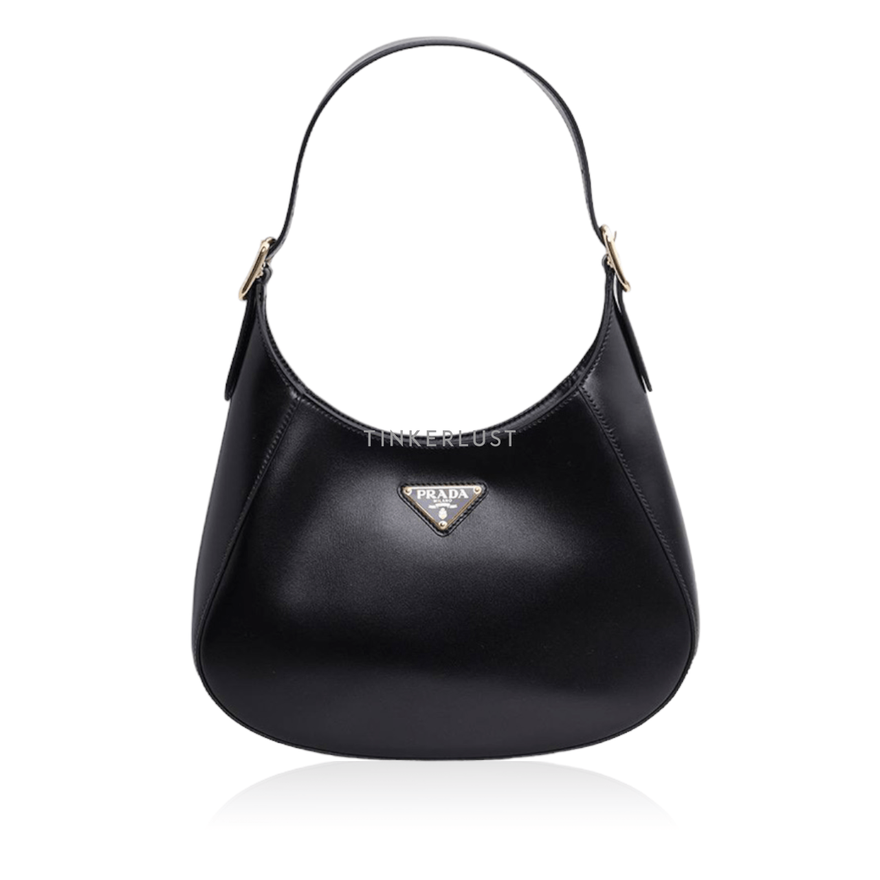 Prada Cleo in Black Leather GHW with Adjustable Handle Shoulder Bag 