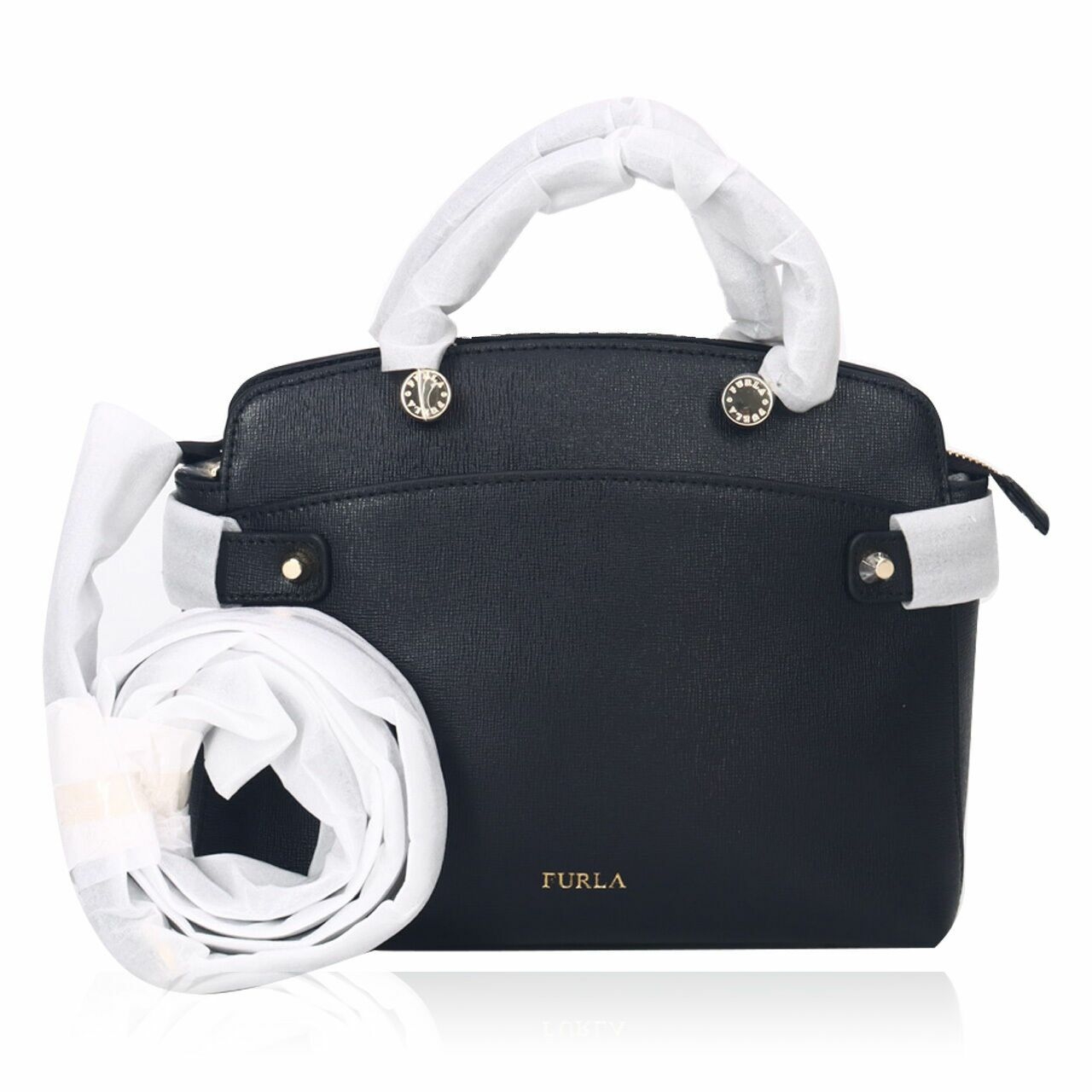 Furla Agata Small Onyx Black Satchel 