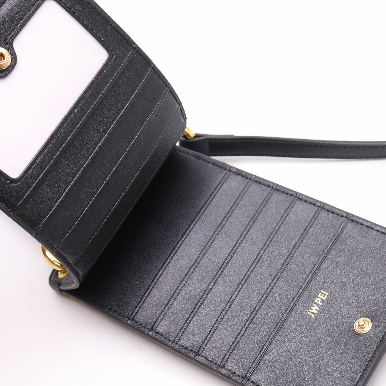 JW PEI Quinn Phone Bag Black Grained Vegan Leather