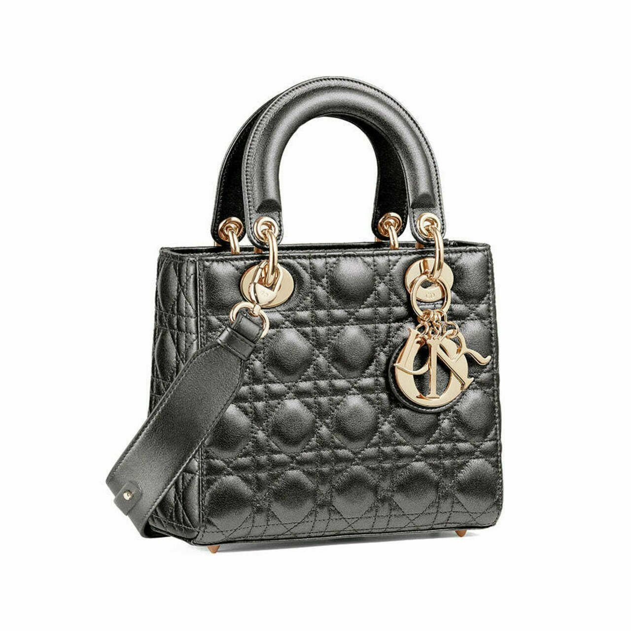 Small Lady D My ABCD Cannage Lambskin Bag Gunmetal