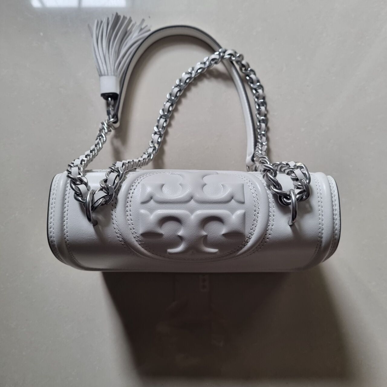 Tory Burch Fleming Small White Leather SHW Shoulder Bag