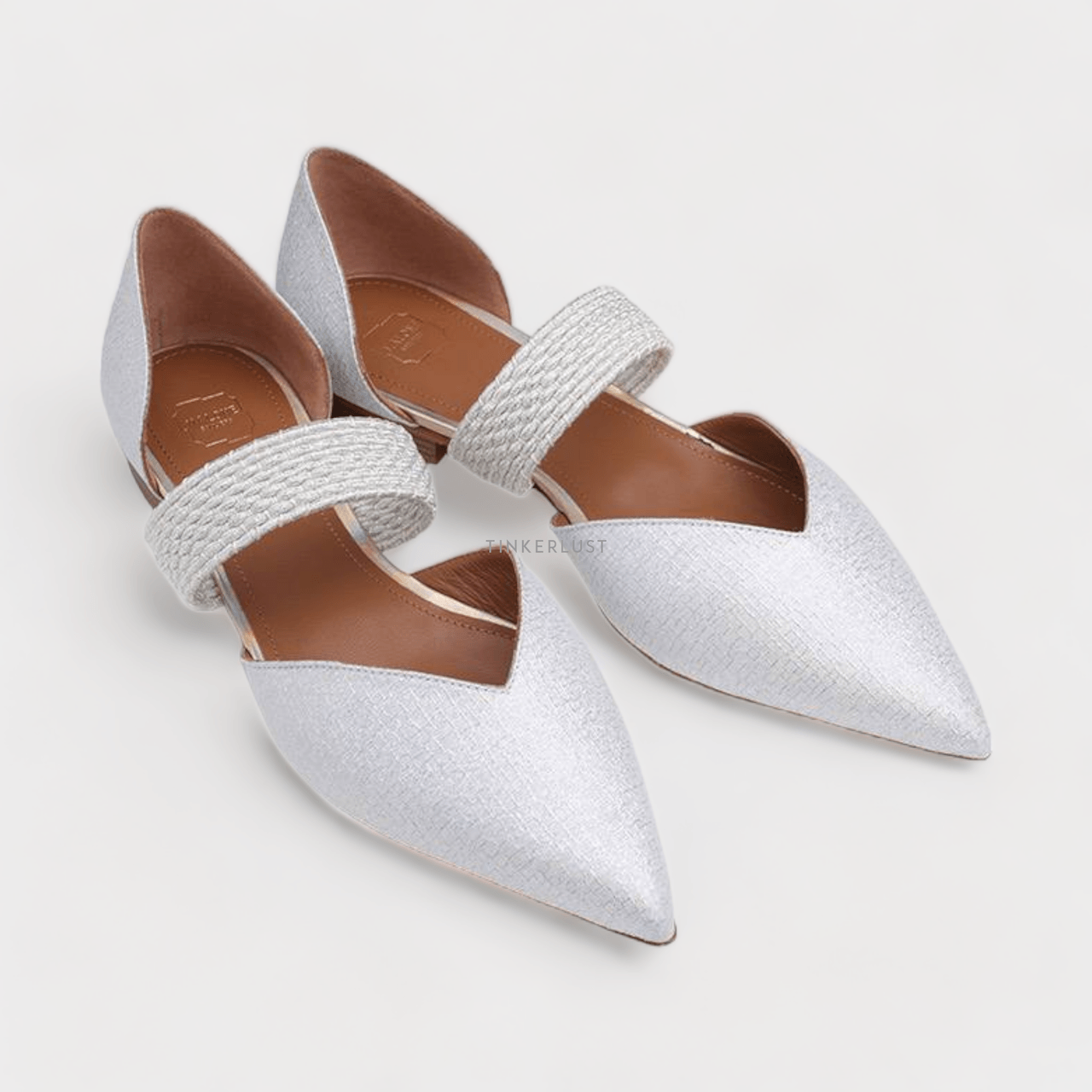 Malone Souliers Maisie Flat Pumps in Silver/Silver Glittered	