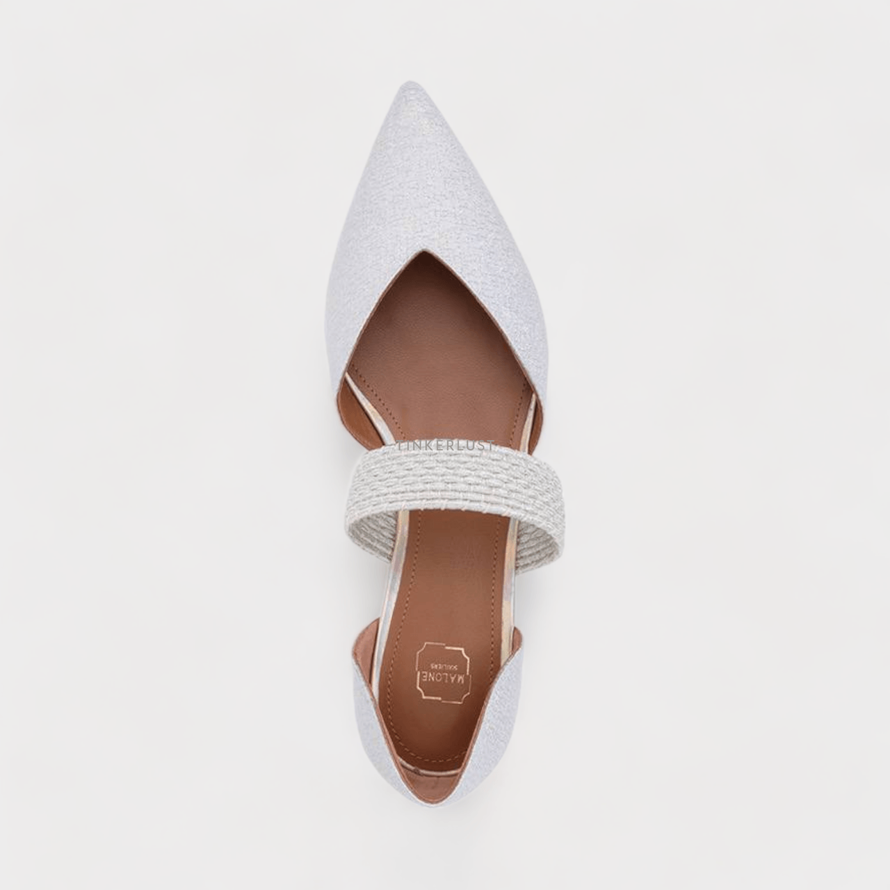 Malone Souliers Maisie Flat Pumps in Silver/Silver Glittered	