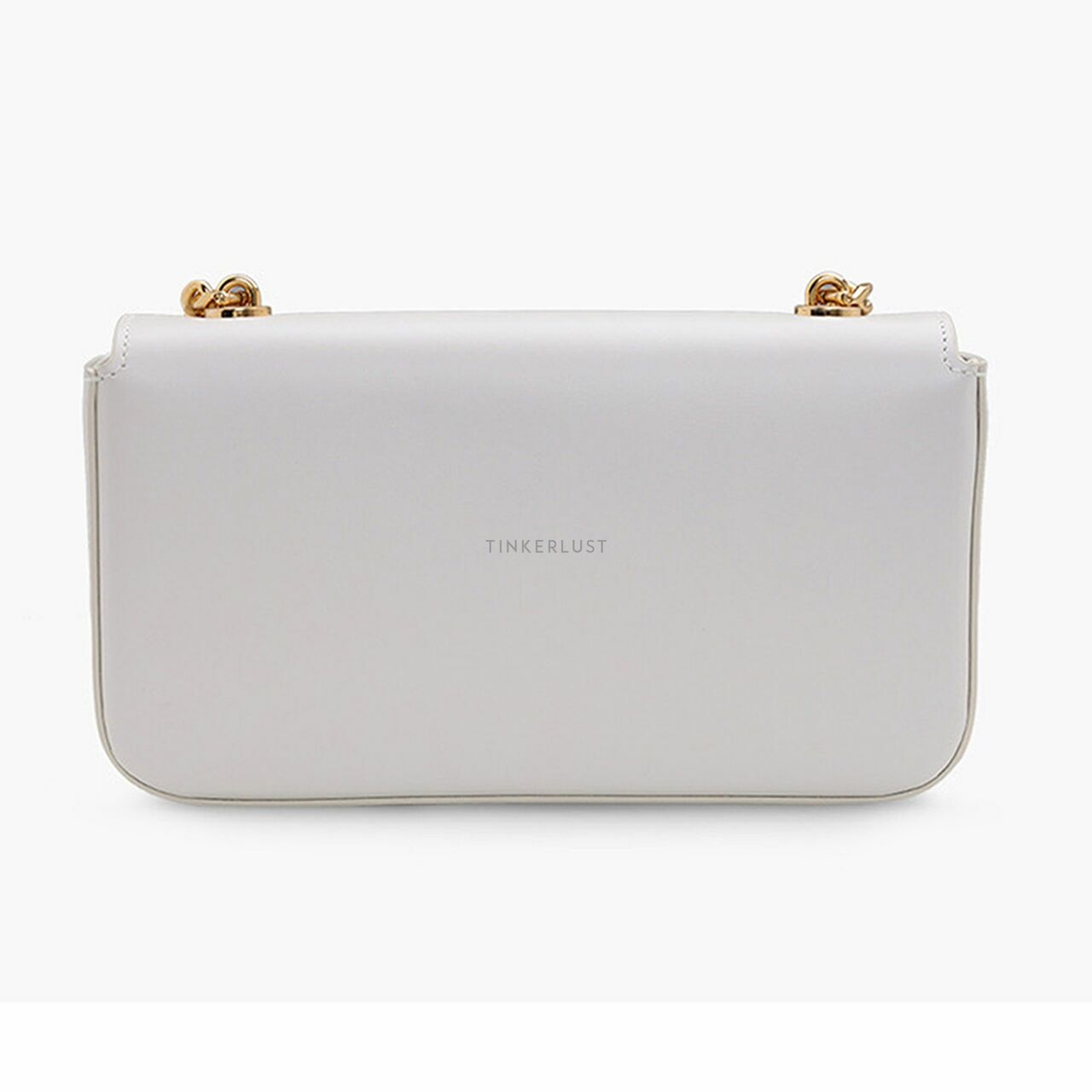 Celine Cuir Triomphe Flap Chain Shoulder Bag in White Shiny Calfskin