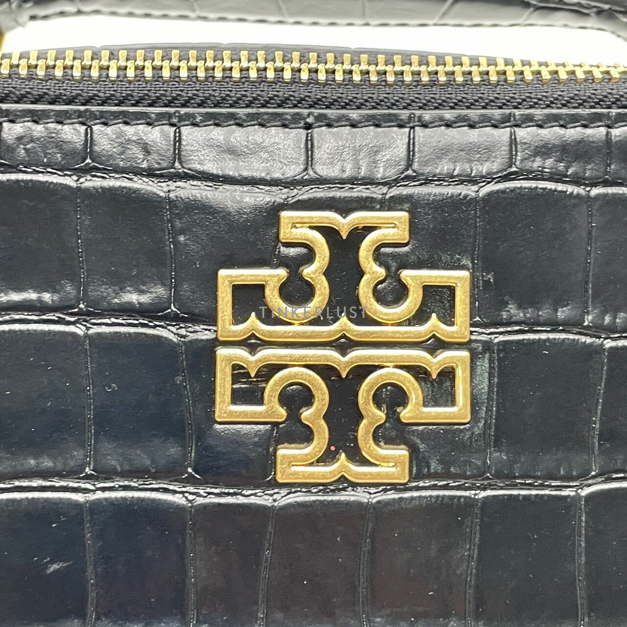 Tory Burch Black Britten Croco Top Handle Sling Bag