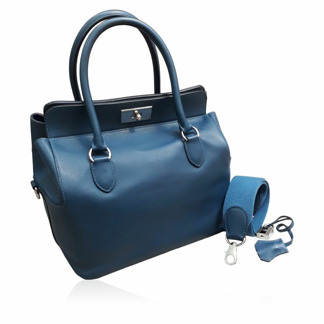 Hermes Toolbox 26 Bleu de Galice #Q Satchel