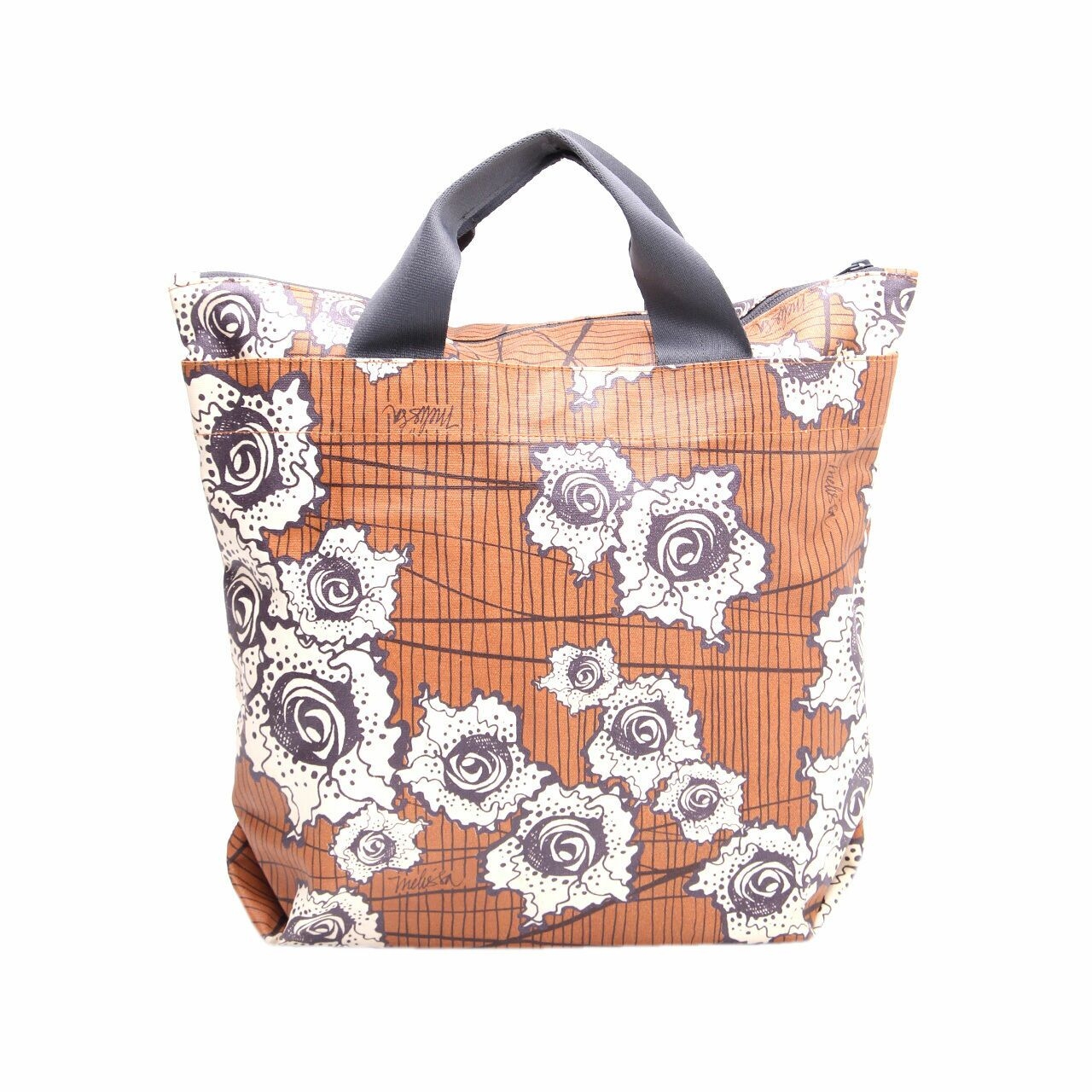 Tulisan Melissa Brown Multi Pattern Tote Bag With Strap & Pouch