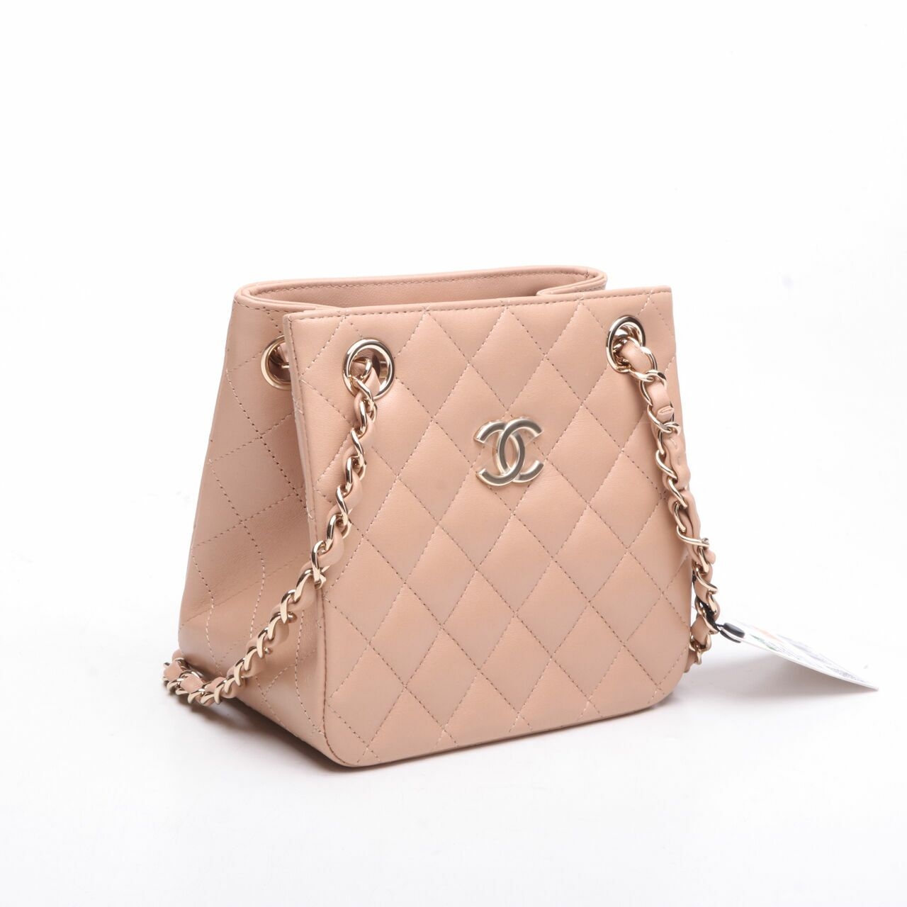 Chanel CC Lambskin Mini Bucket Beige Sling Bag