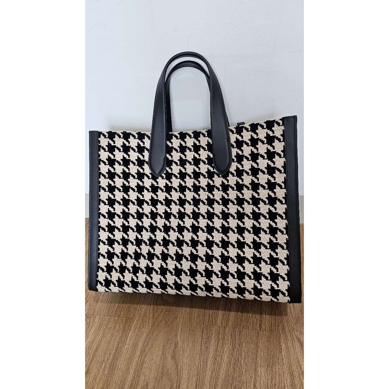 Kate Spade Black & White Houndstooth Tote Bag