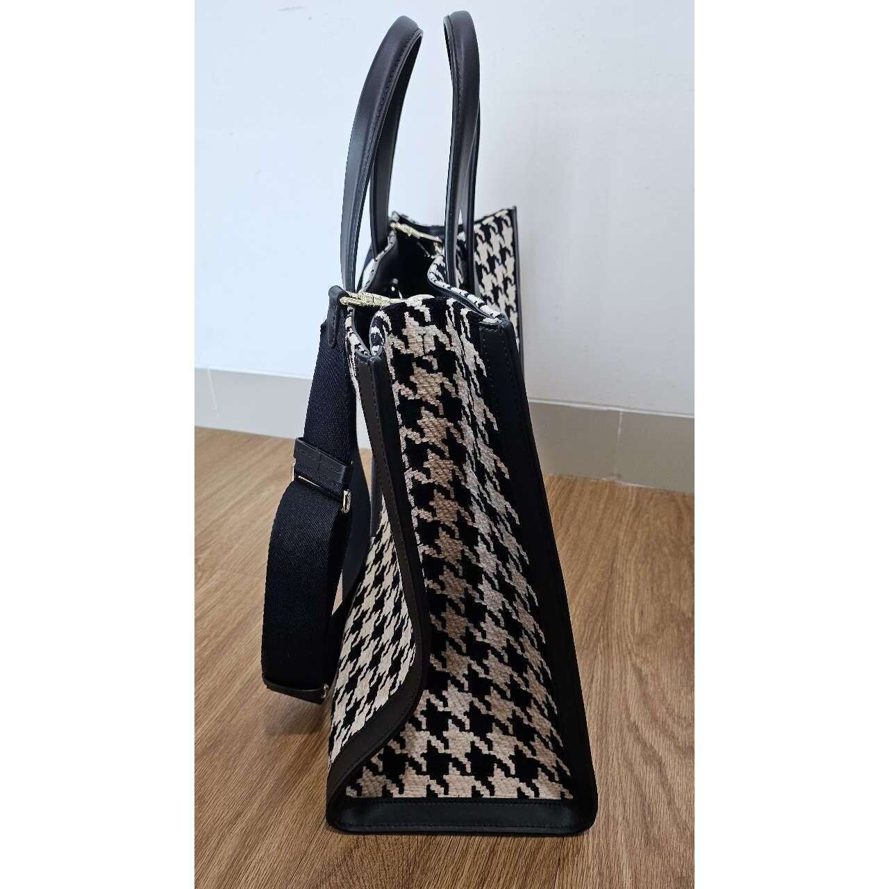 Kate Spade Black & White Houndstooth Tote Bag