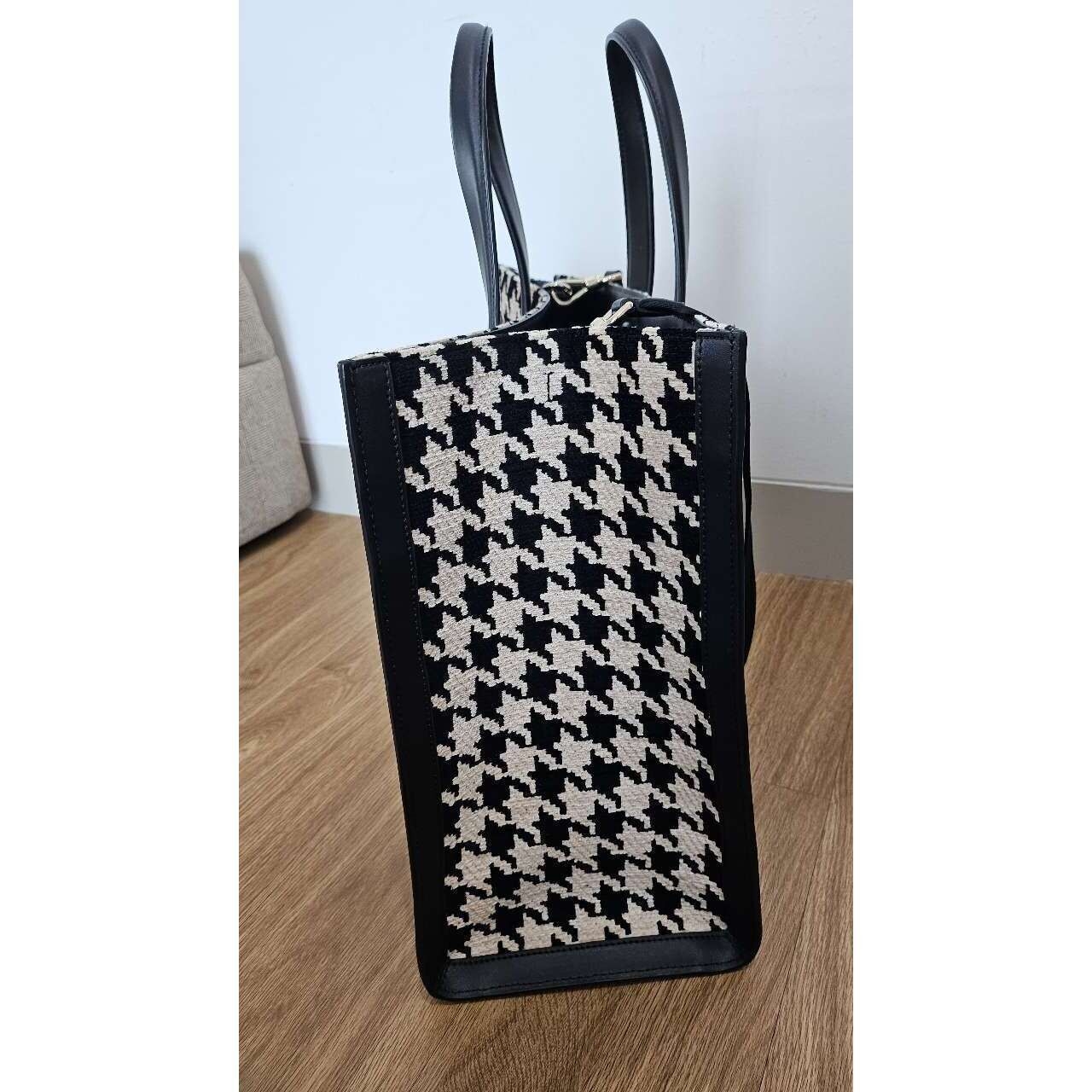 Kate Spade Black & White Houndstooth Tote Bag