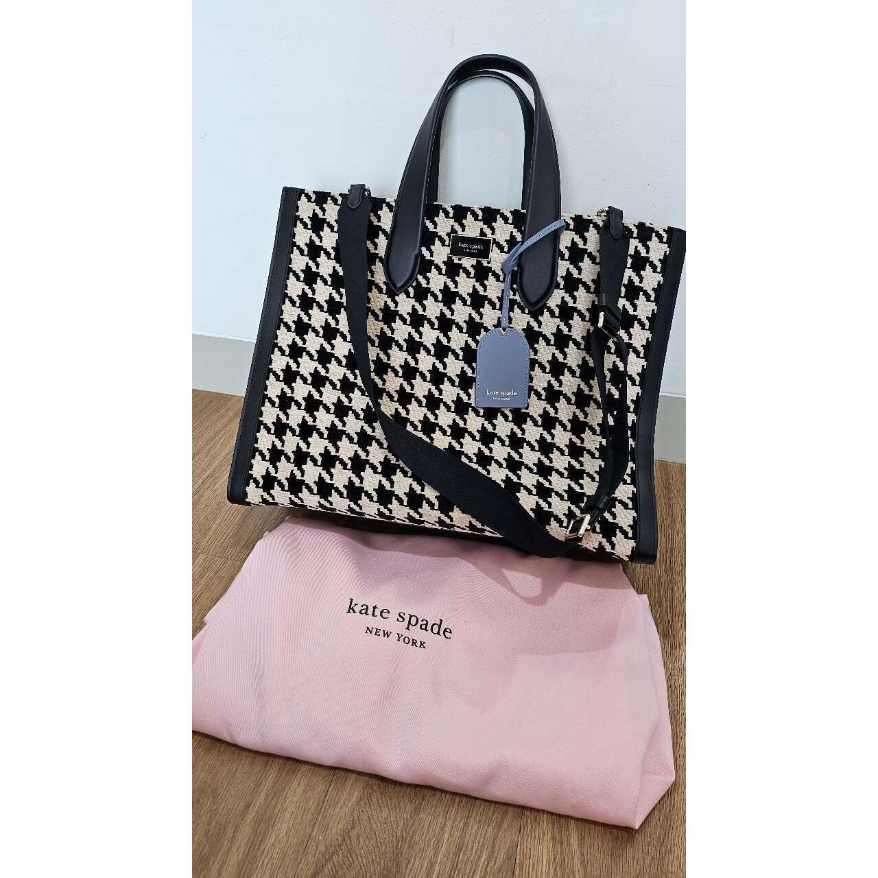 Kate Spade Black & White Houndstooth Tote Bag