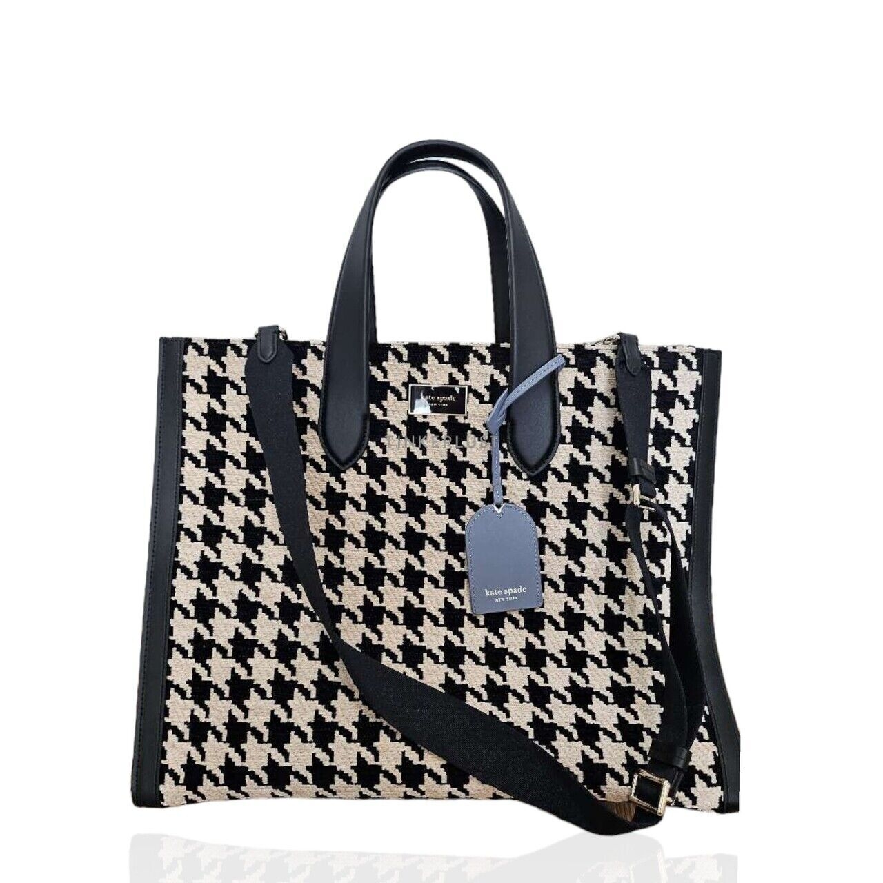 Kate Spade Black & White Houndstooth Tote Bag