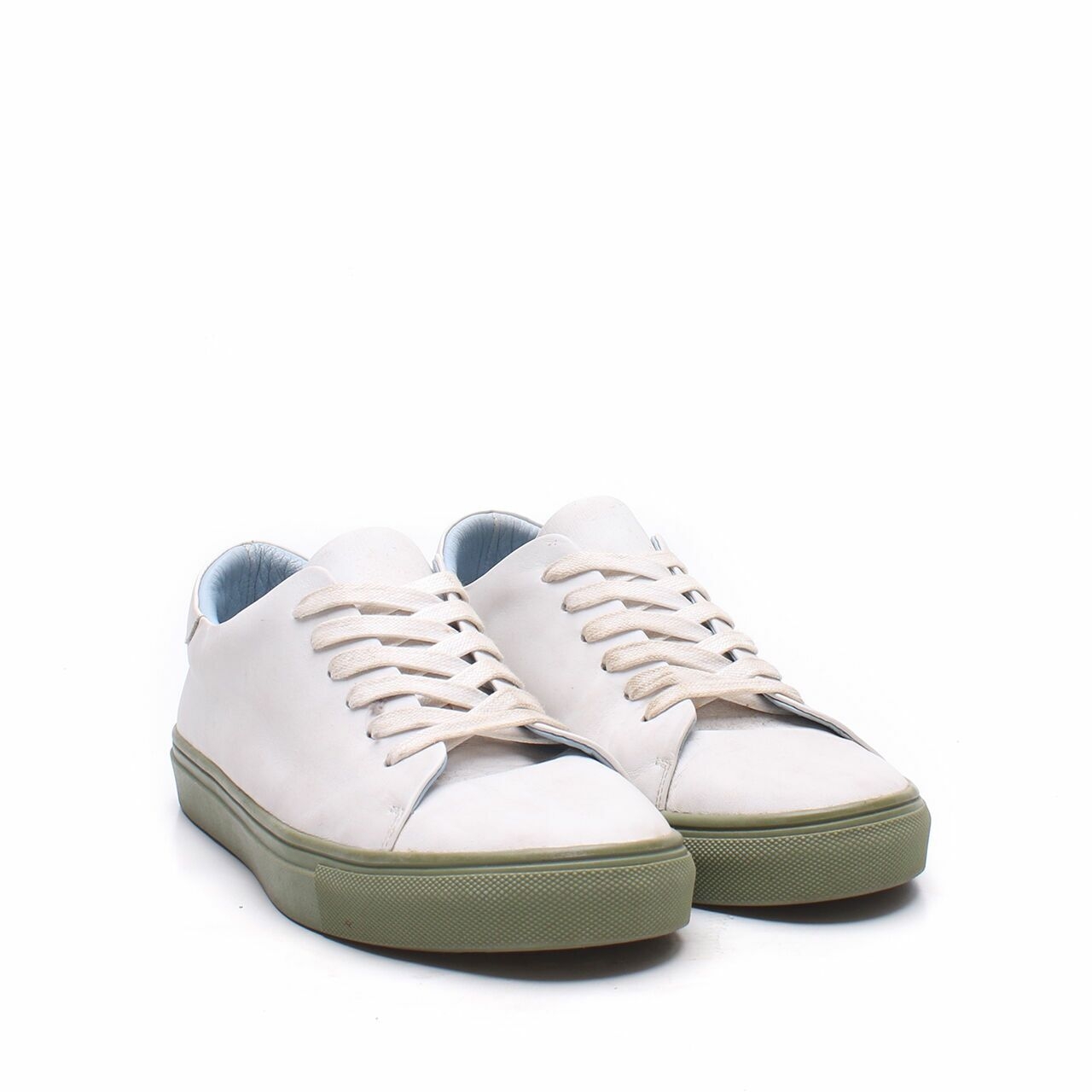 Private Collection White & Dark Green Sneakers