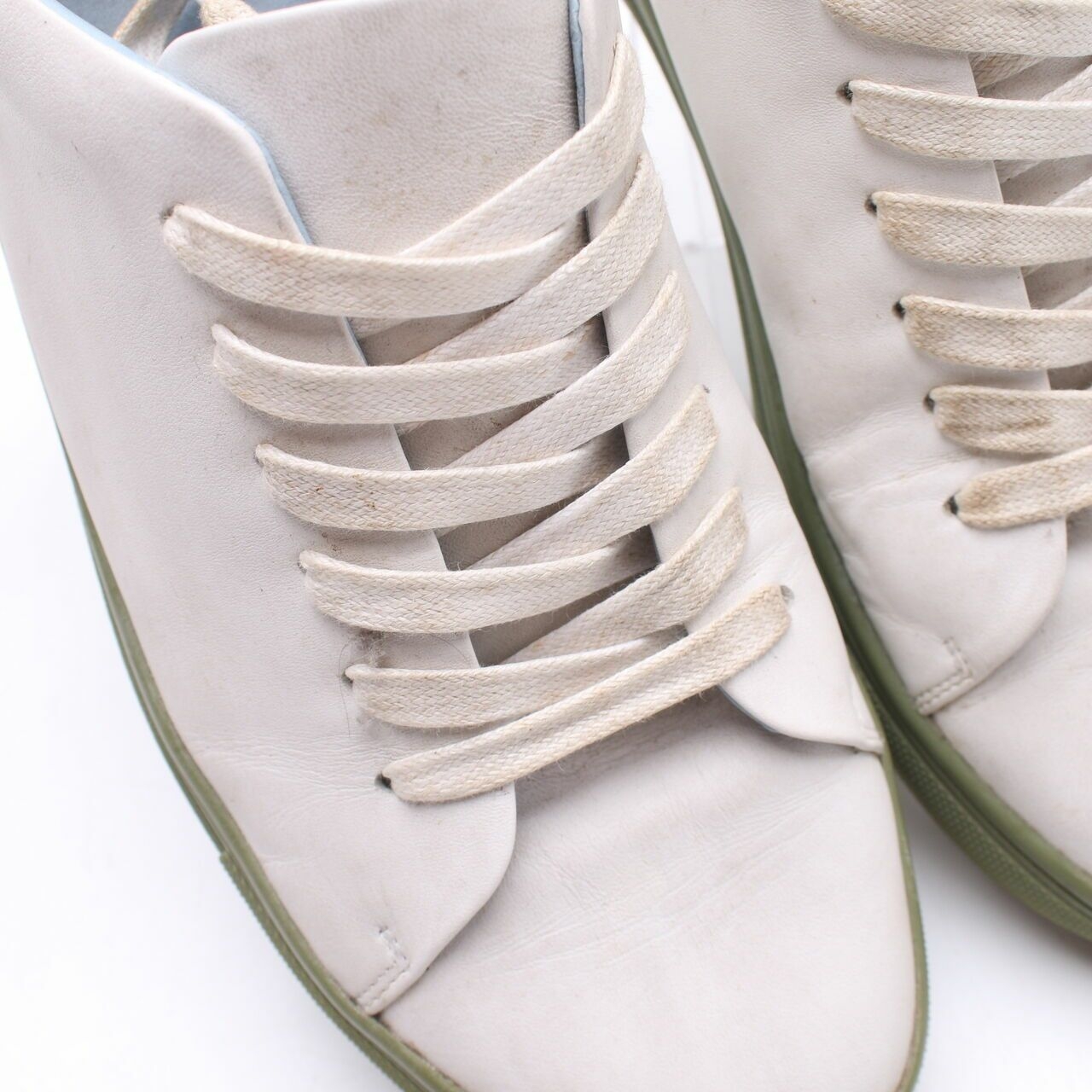 Private Collection White & Dark Green Sneakers