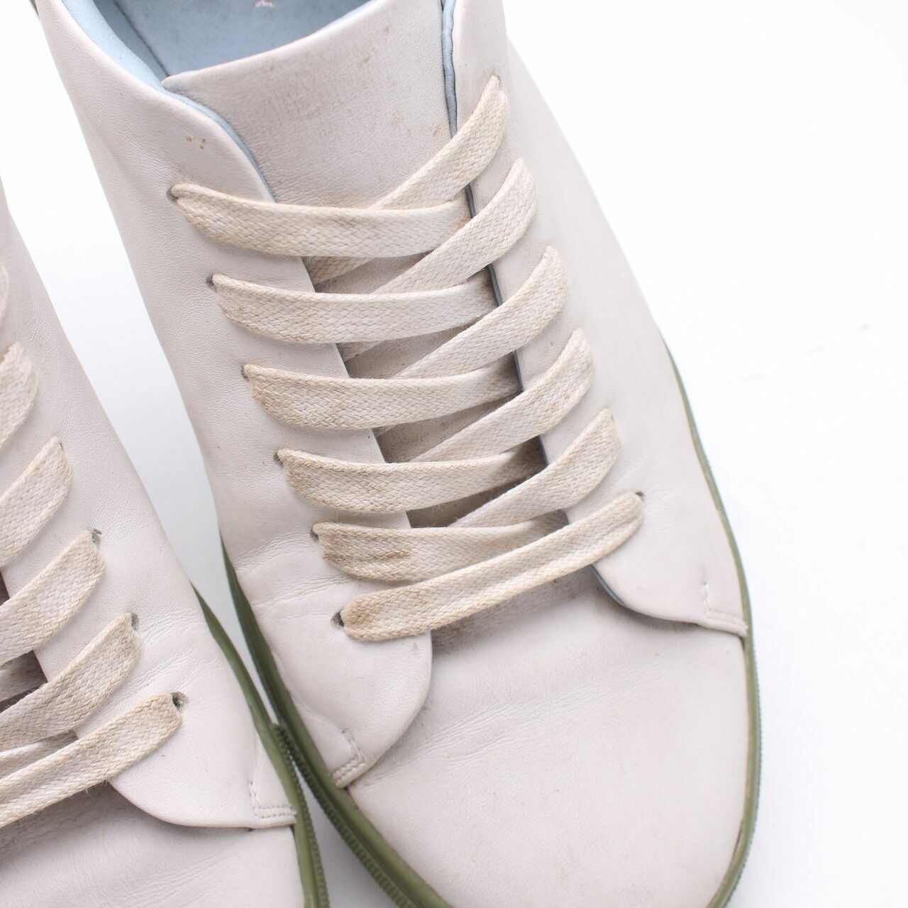 Private Collection White & Dark Green Sneakers