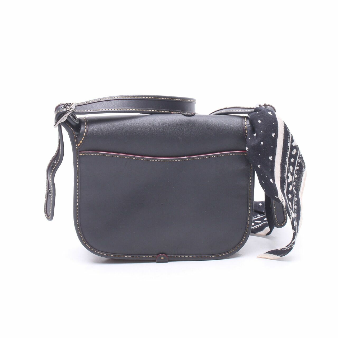 Coach Patricia Saddle  18 IN Glove Calf Leather With  Mickey Patches  Black Sling Bag