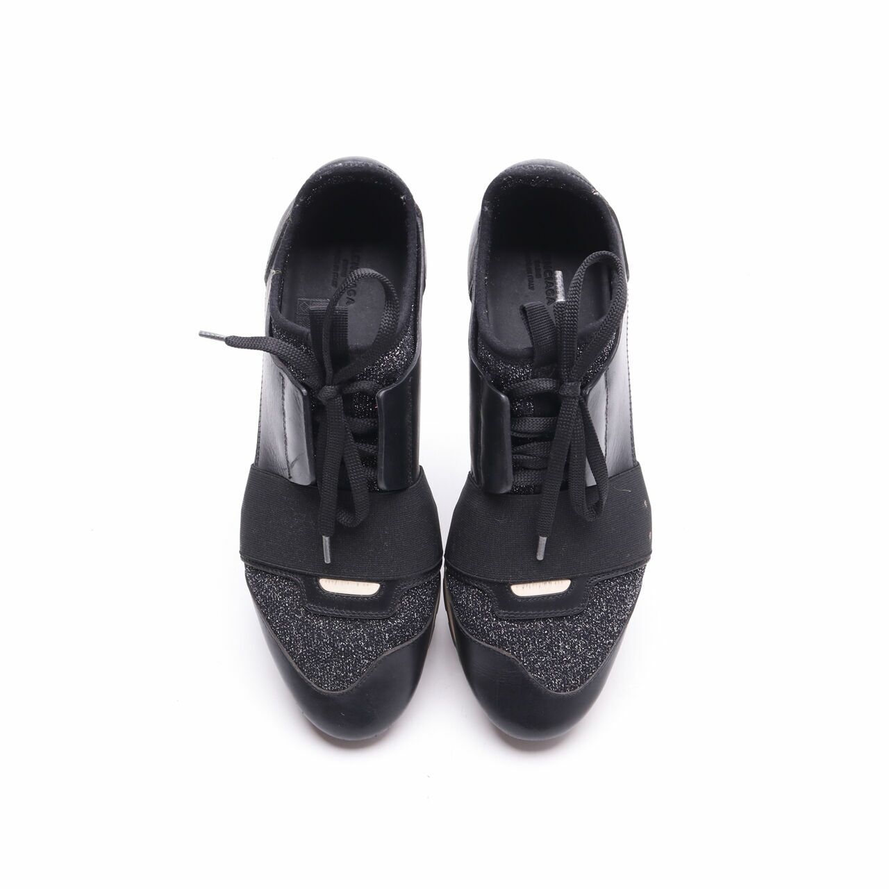 Balenciaga Glitter Fabric Black Race Runner Sneakers