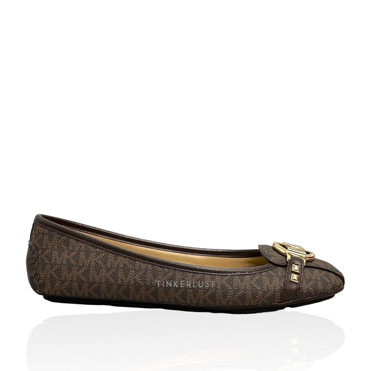 Michael Kors Fulton Moc Signature Pyramid Studs Brown Flats