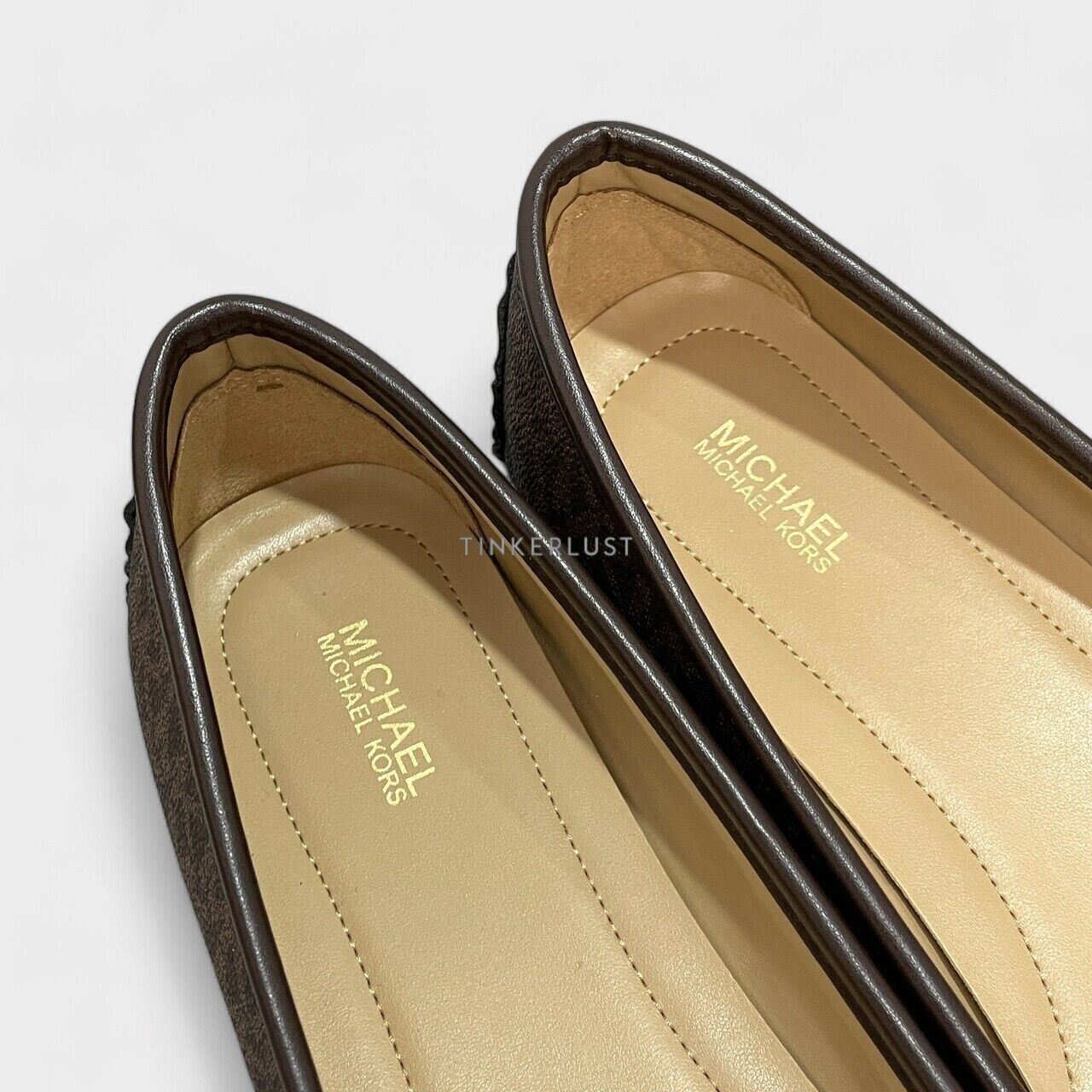 Michael Kors Fulton Moc Signature Pyramid Studs Brown Flats