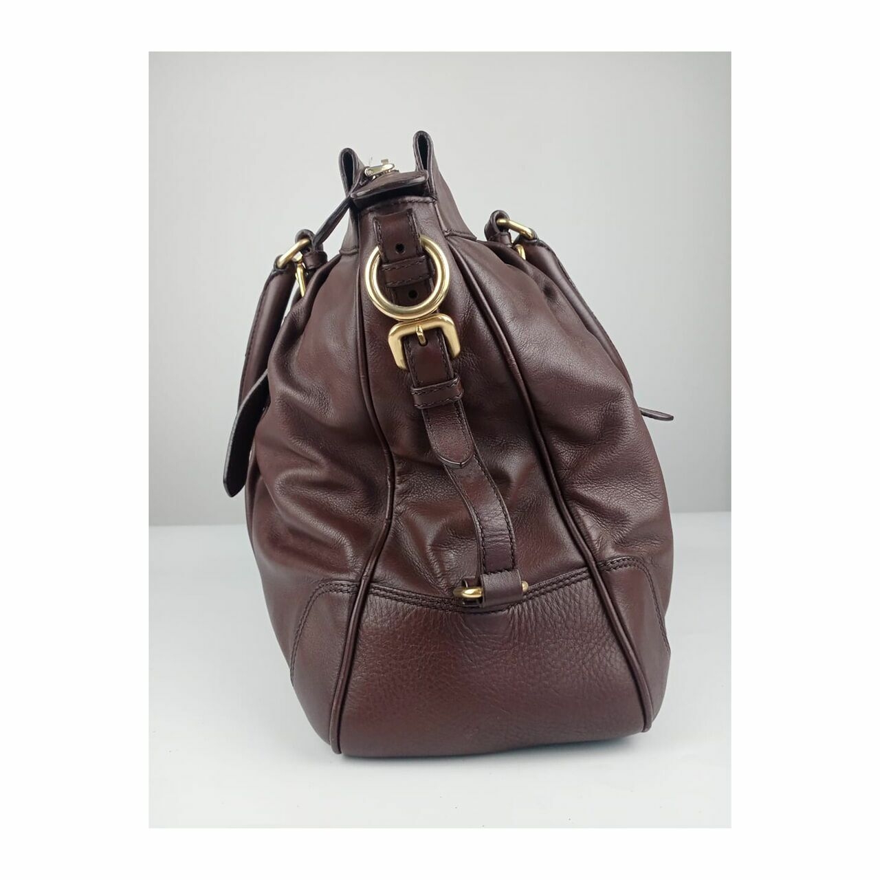 Prada Leather Handbag Dark Brown GHW 