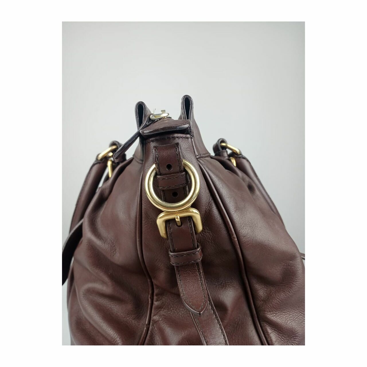 Prada Leather Handbag Dark Brown GHW 