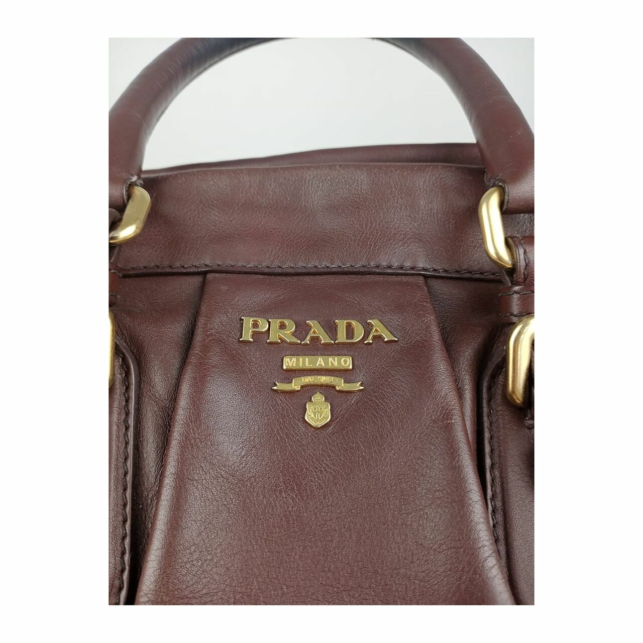 Prada Leather Handbag Dark Brown GHW 