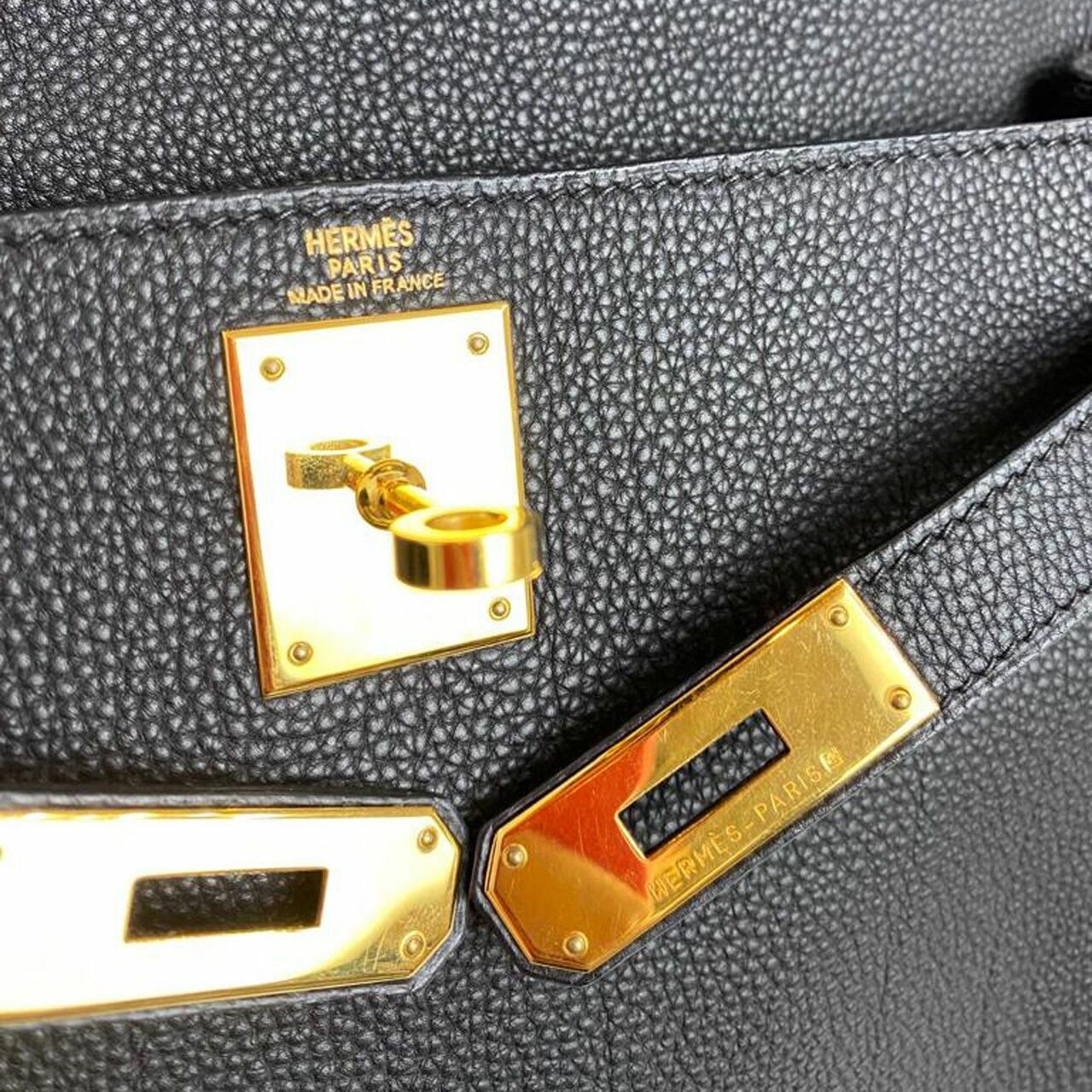 Hermes Kelly 28 Black Togo GHW Stamp F Square Satchel