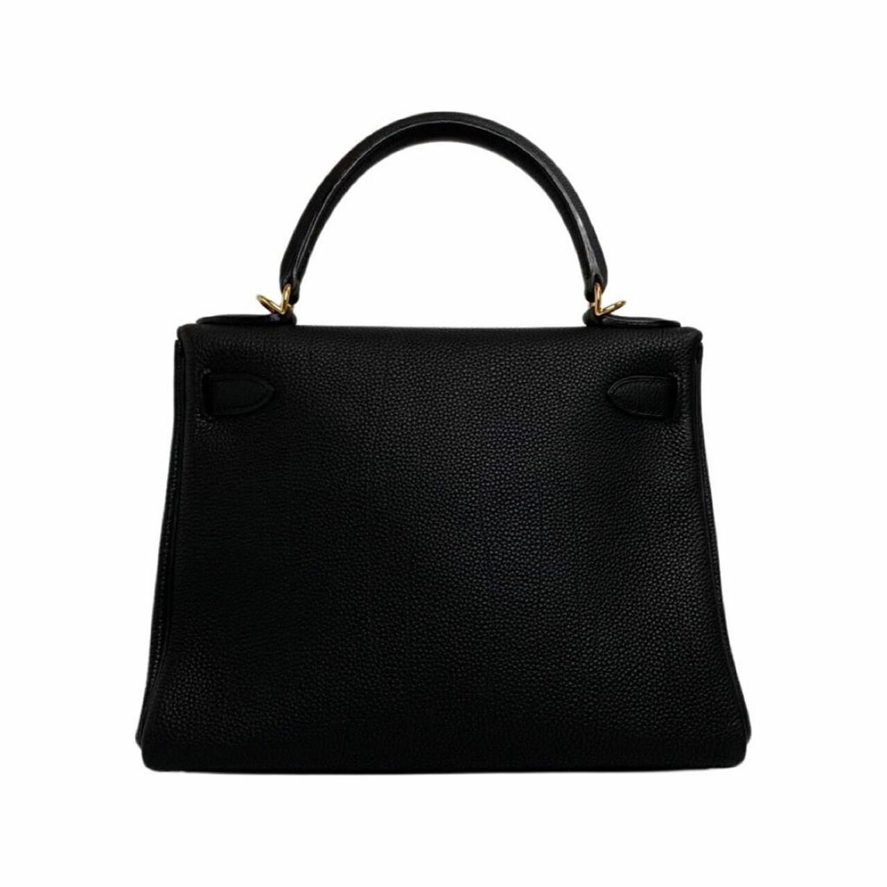 Hermes Kelly 28 Black Togo GHW Stamp F Square Satchel