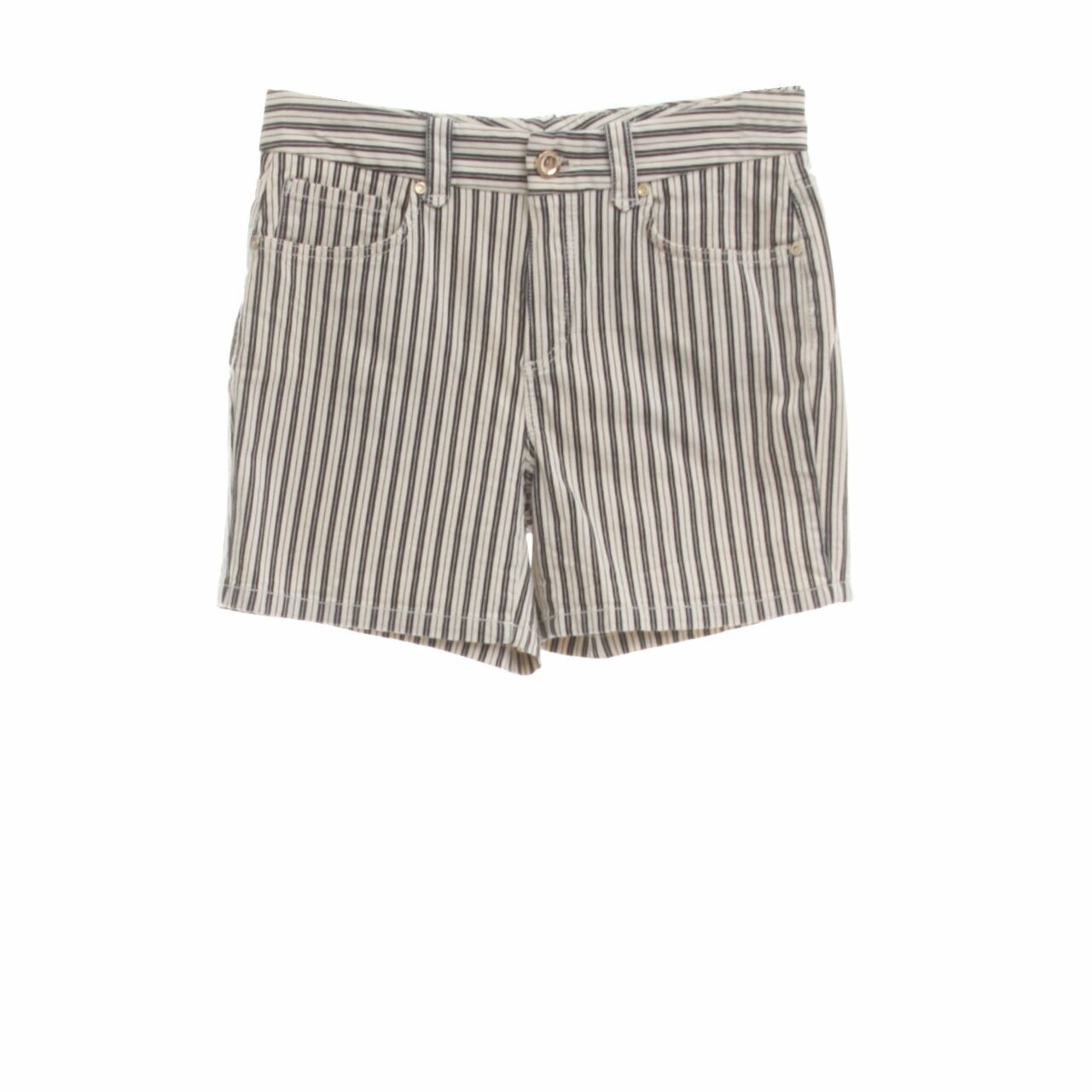 Massimo Dutti Black & Cream Stripes Short Pants