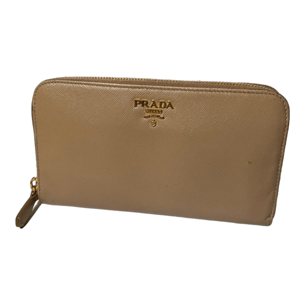 Prada Beige Zip Around Wallet