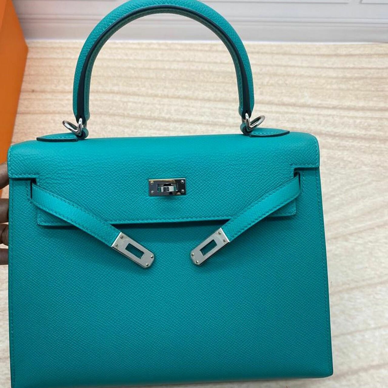 Hermes Kelly 25 Vert Verone Epsom PHW #D Satchel