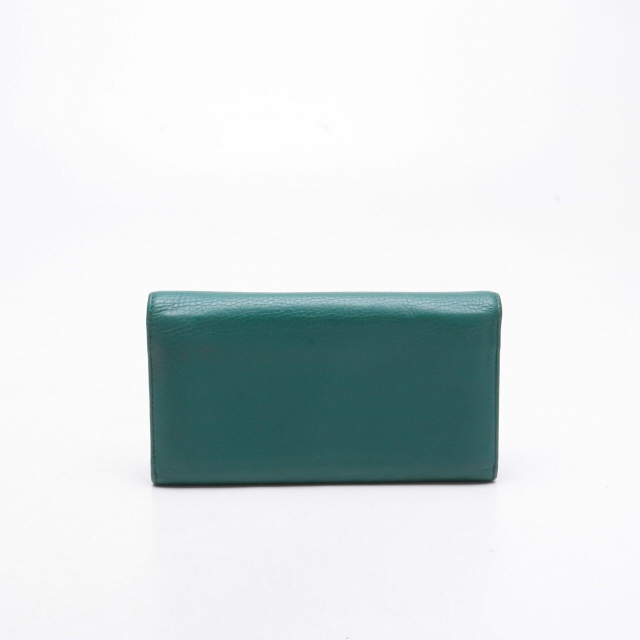 GUCCI Pebbled Calfskin Soho Continental Wallet Green