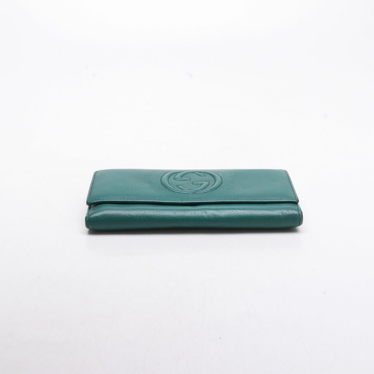 GUCCI Pebbled Calfskin Soho Continental Wallet Green