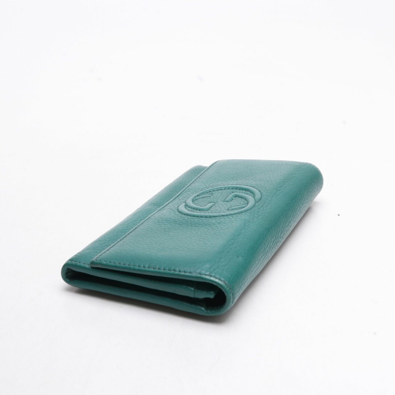 GUCCI Pebbled Calfskin Soho Continental Wallet Green