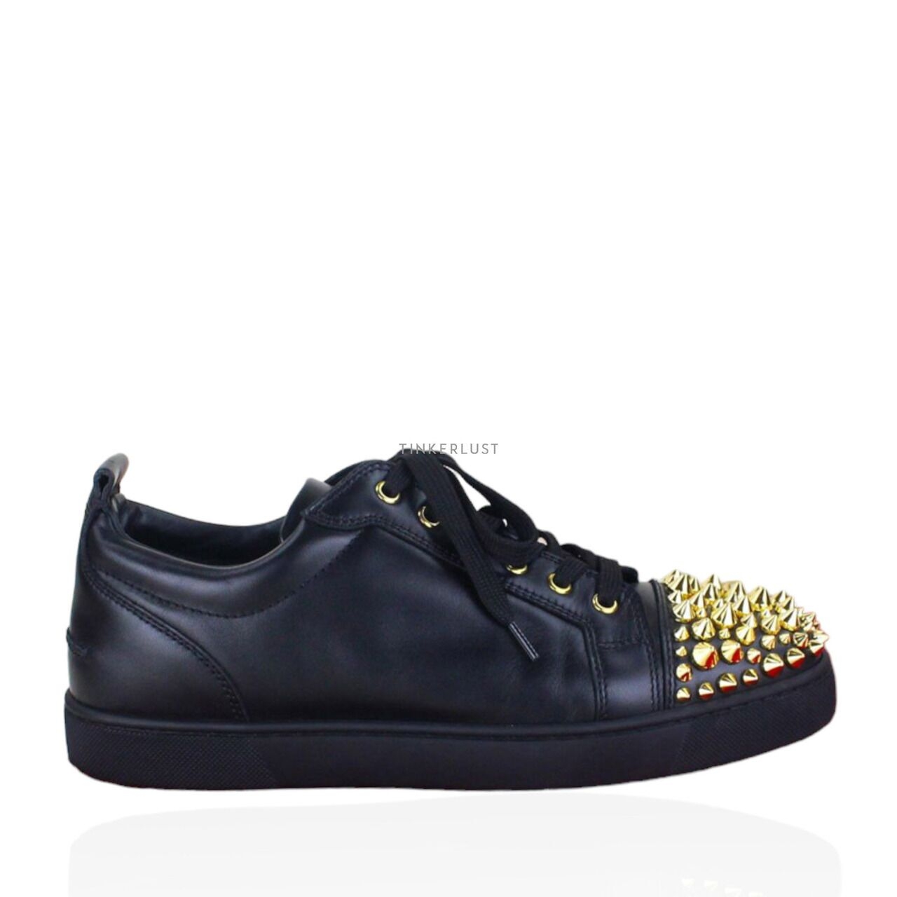 Christian Louboutin Junior Spikes Leather Gold Sneakers