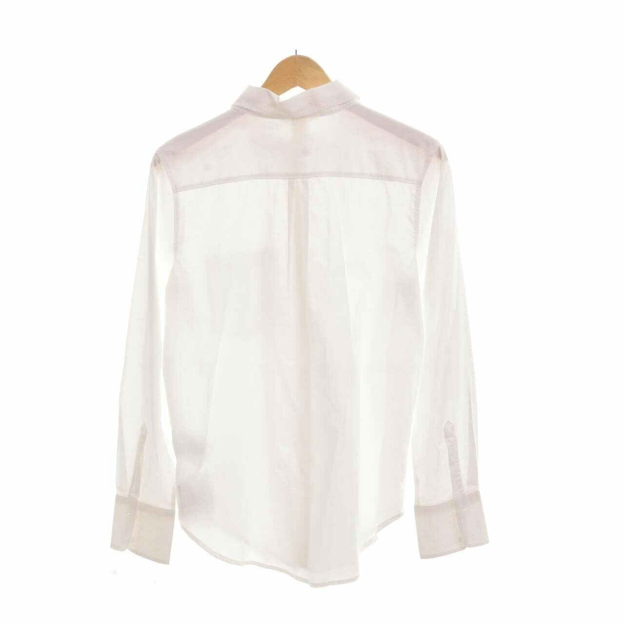 H&M White Pocket Long Sleeve Shirt