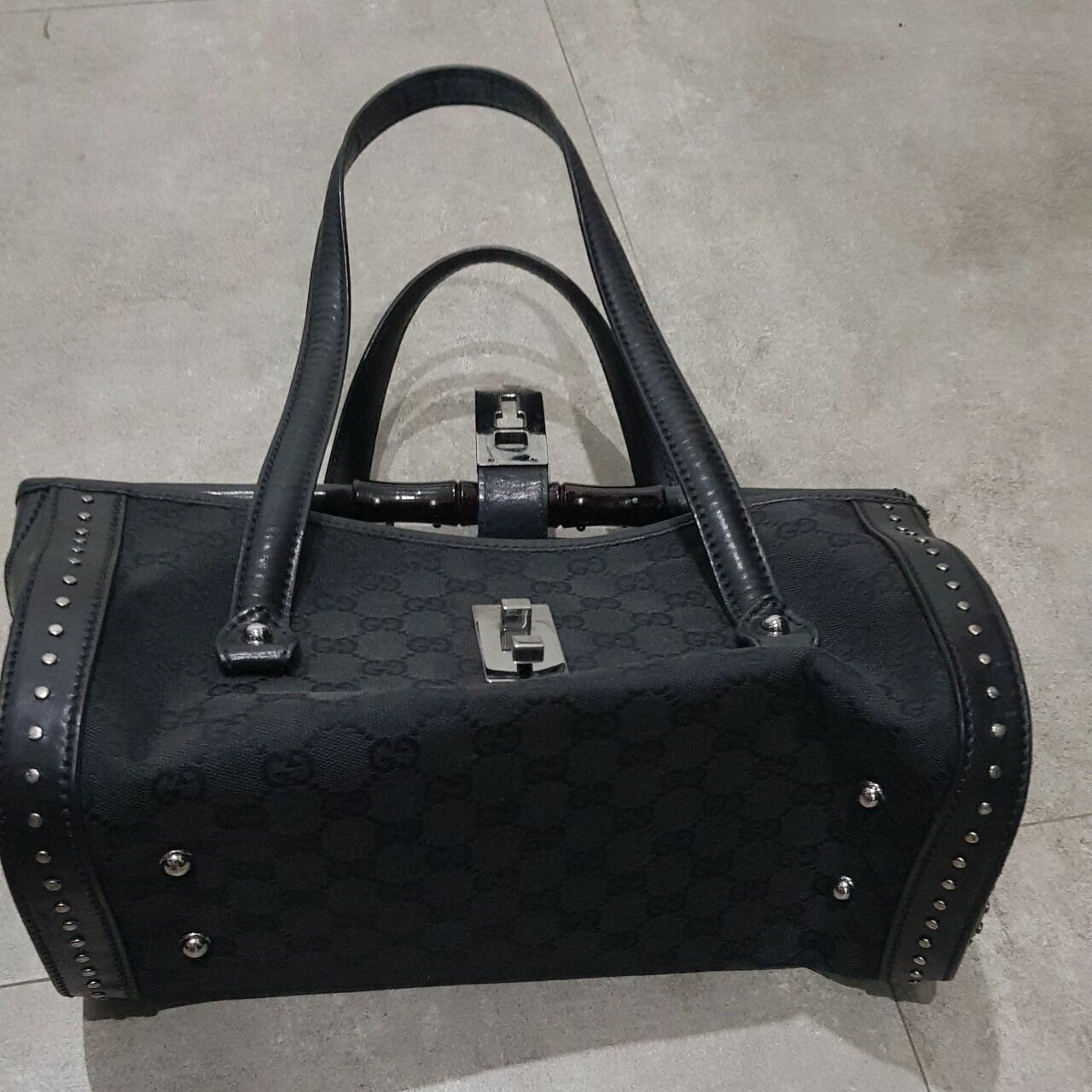 Gucci Monogram Bamboo Bullet Bag Black