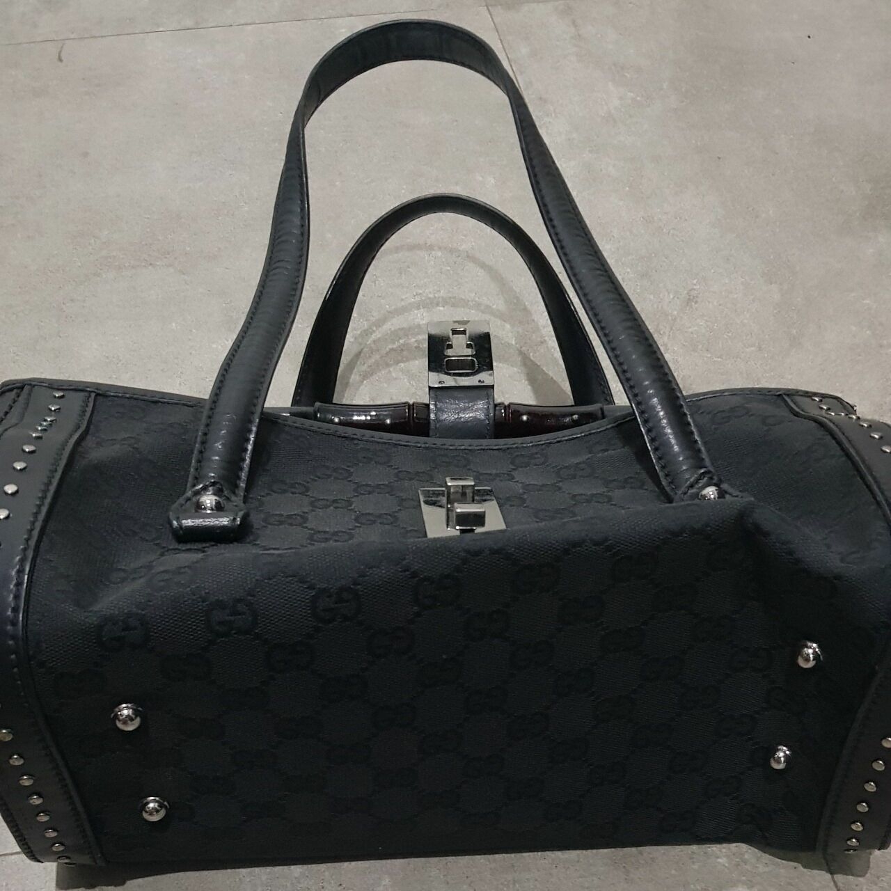 Gucci Monogram Bamboo Bullet Bag Black