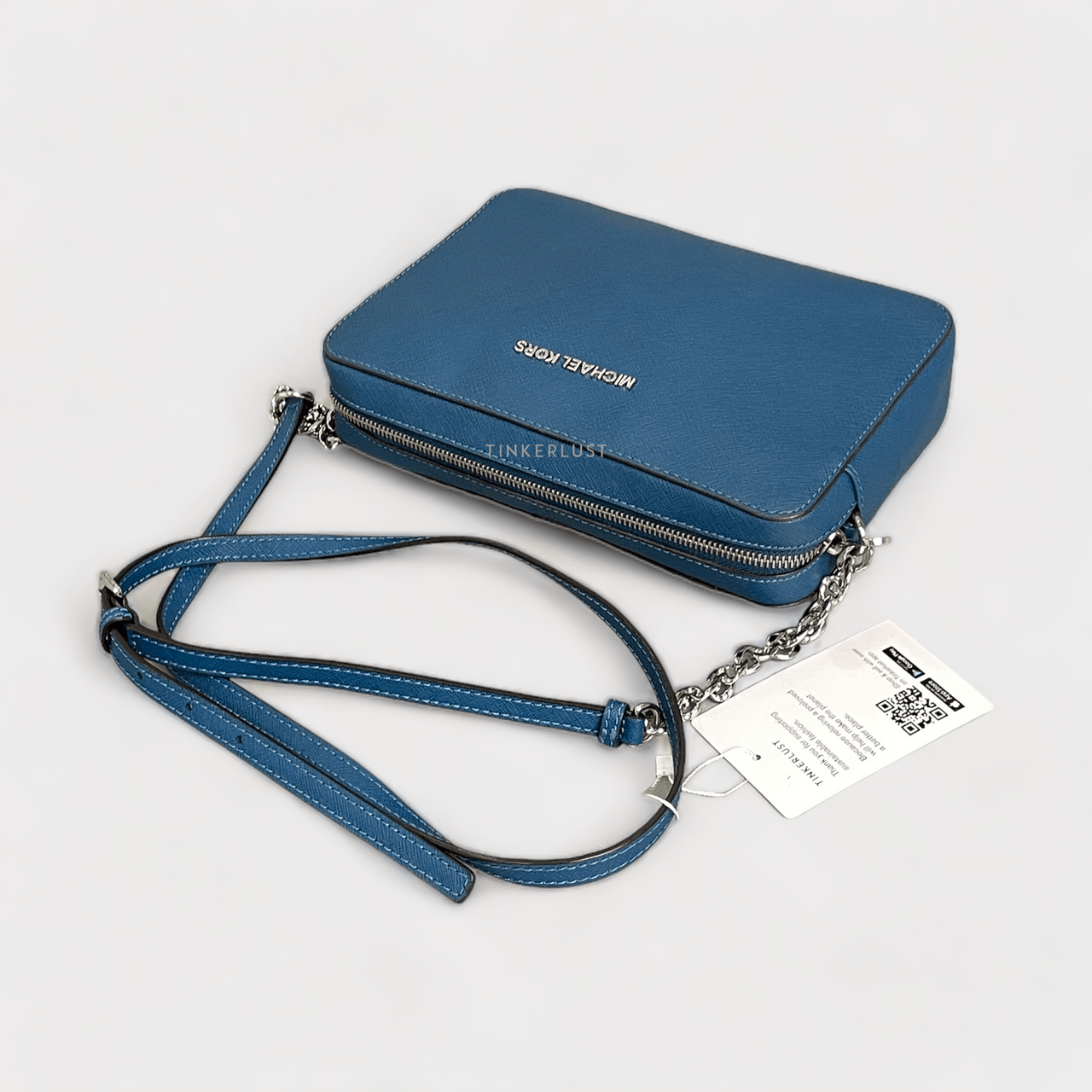 Michael Kors Jet Set Large Blue Saffiano SHW Sling Bag