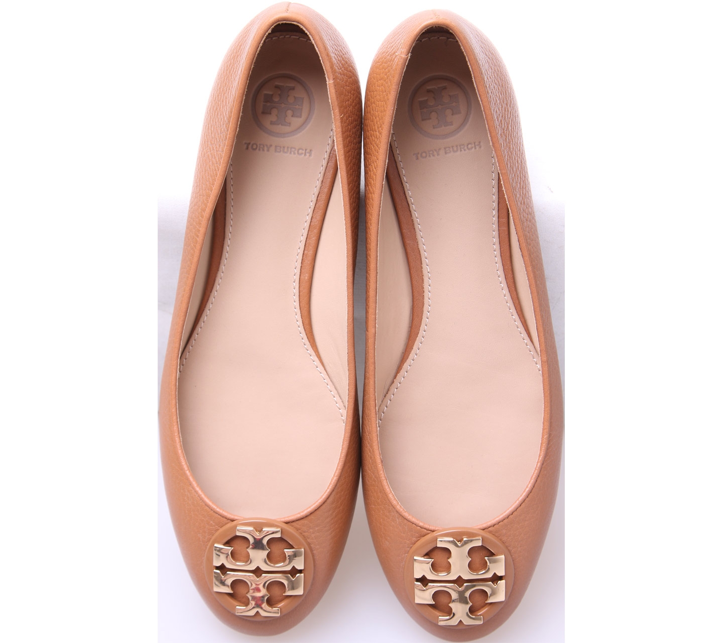 Tory burch claire ballet flat tumbled leather royal tan