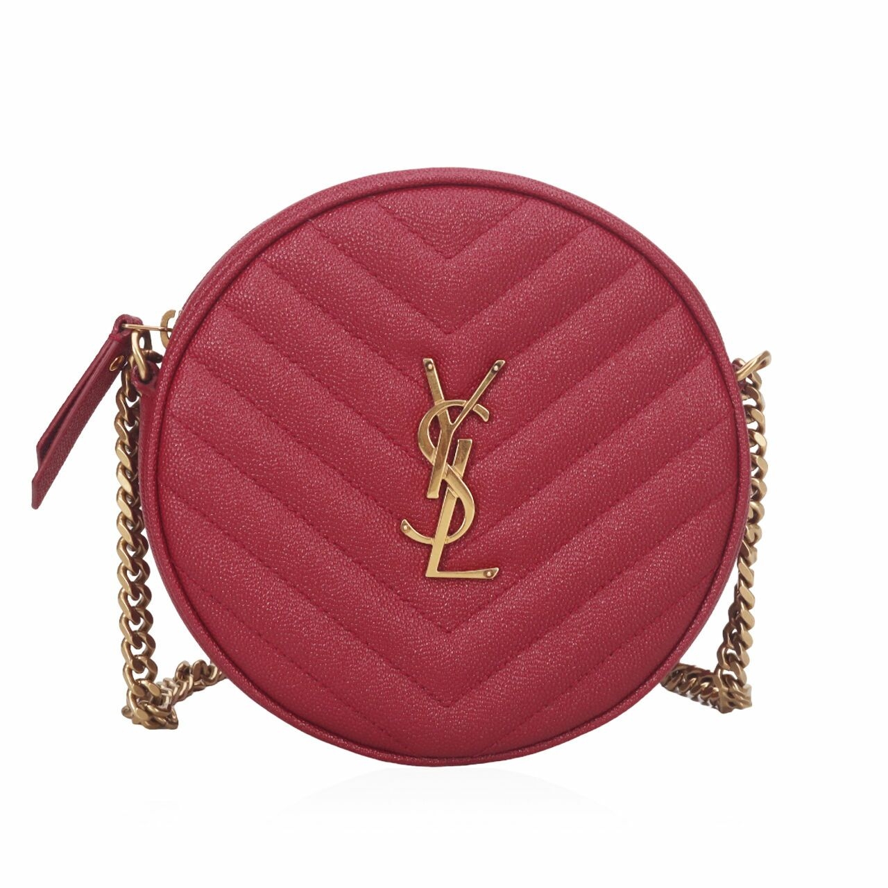 Saint Laurent Vinyle Round Camera Red Sling Bag