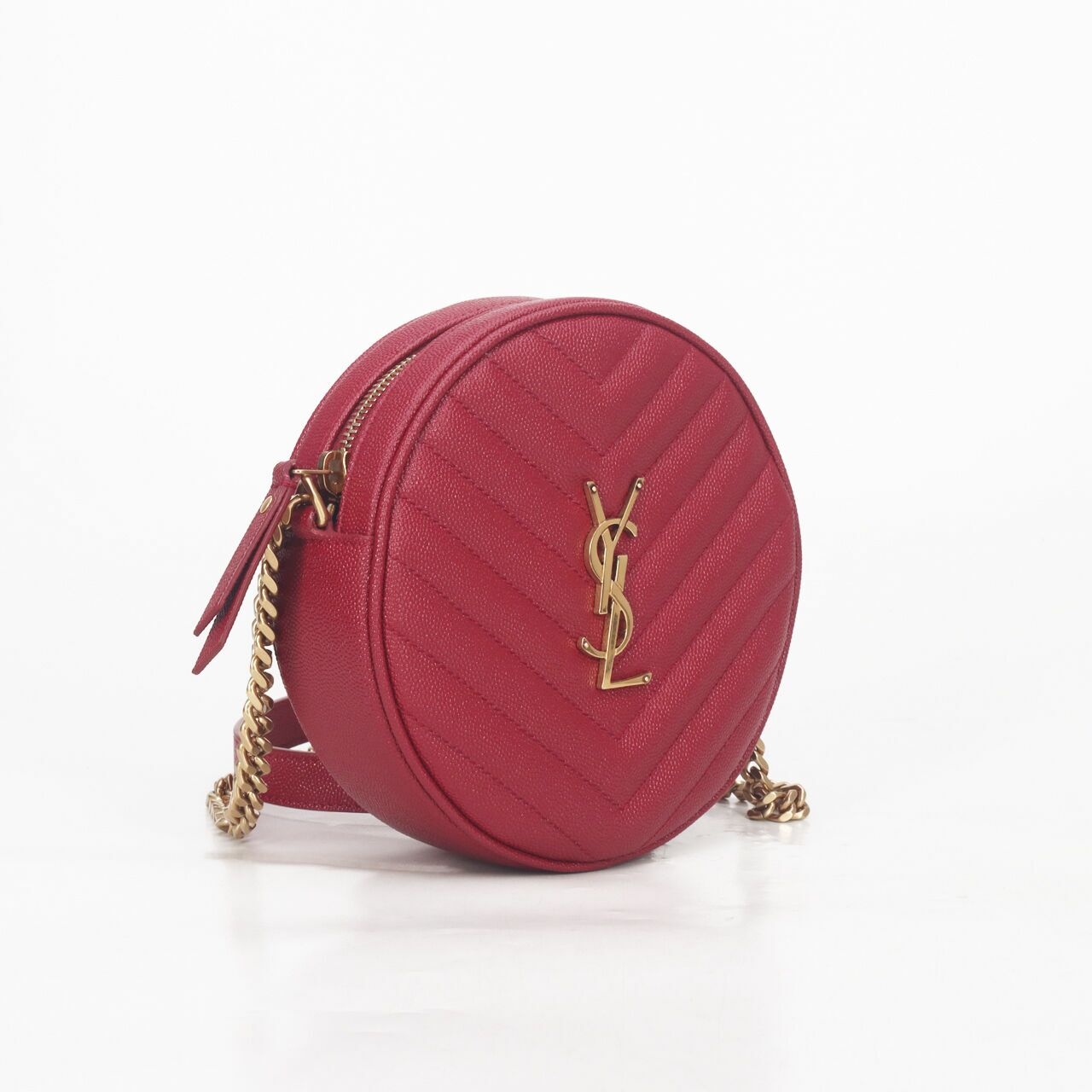 Saint Laurent Vinyle Round Camera Red Sling Bag